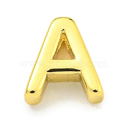 Brass Beads, for Personalized Name Necklace Making, Real 18K Gold Plated, Letter A, 8x7.5x3mm, Hole: 1.8x1mm(KK-K354-07G-A)