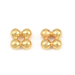 Brass Beads, Square with Ball, Rack Plating, Long-Lasting Plated, Lead Free & Cadmium Free, Real 18K Gold Plated, 5x5x2mm, Hole: 1.2mm(KK-CBA5CB0-36G)
