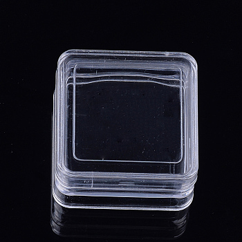 Plastic Bead Containers, Square, Clear, 4x4x2.2cm, Inner Diameter: 3.4x3.4cm