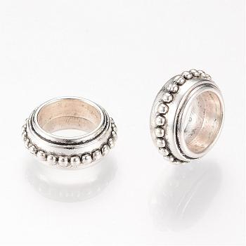 Tibetan Style Alloy Large Hole Beads, Donut, Antique Silver, 15x6.5mm, Hole: 9mm