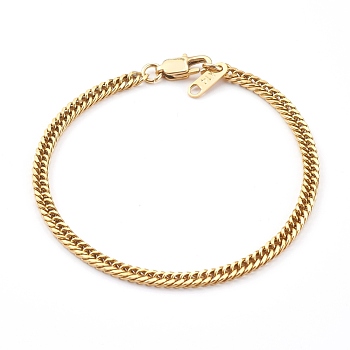 Women's 304 Stainless Steel Diamond Cut Curb Chain Bracelets, with Lobster Claw Clasps, Golden, 7-1/2 inch(19cm)
