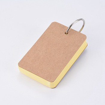 Kraft Loose-leaf Note Book Paper, Binder Ring Easy Flip Flash Cards Study Memo Pads, Yellow, 88x54x19mm, about 50sheet/pc
