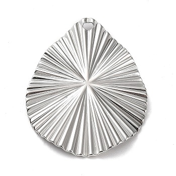 304 Stainless Steel Pendants, Teardrop Charm, Stainless Steel Color, 31x24.5x2mm, Hole: 1.6mm
