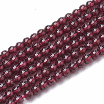 Natural Garnet Beads Strands, Round, 3mm, Hole: 0.5mm, about 130pcs/strand, 16.3 inch