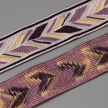 Ethnic Style Embroidery Polycotton Ribbons, Jacquard Ribbon, Tyrolean Ribbon, Garment Accessories, Arrow Pattern, Old Rose, 1-1/8 inch(28mm)