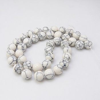 Synthetic Turquoise Beads Strands, Dyed, Round, Ghost White, 6mm, Hole: 1mm, about 66pcs/strand, 15.7 inch