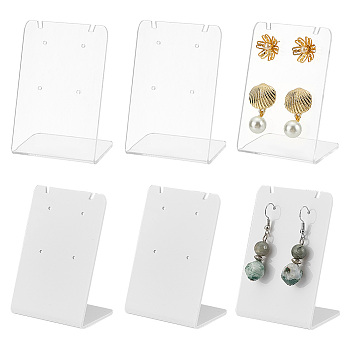 Elite 10Pcs 2 Colors Acrylic Earring Display Stands, L-shaped Jewelry Holder for Earring, Mixed Color, 3.6x4.95x7cm, Hole: 1.4mm, 5pcs/color