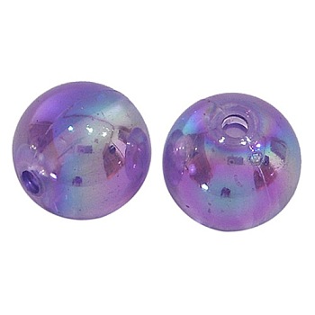 Medium Orchid AB Color Transparent Acrylic Round Beads, 5mm, Hole: 1.5mm
