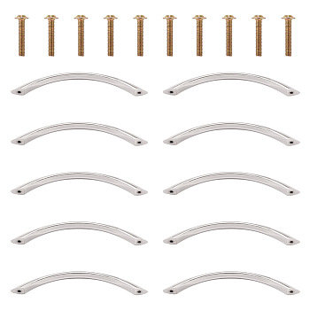 Zinc Alloy Drawer Handles, with Screws, for Home, Cabinet, Cupboard and Dresser, Platinum, 146x11x15mm, Hole: 3.5mm