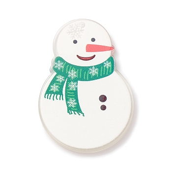 Christmas Printed Acrylic Pendants, Snowman, 43.5x30x2mm, Hole: 1.4mm
