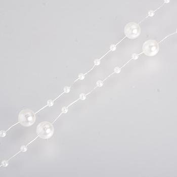 Acrylic Imitation Pearl Beaded Trim Garland Strand, Great for Door Curtain, Wedding Decoration DIY Material, Creamy White, 3mm & 8mm, about 60m/roll