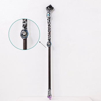 Natural Obsidian Twelve Constellation Magic Wand, Cosplay Magic Wand, for Witches and Wizards, Capricorn, 290mm