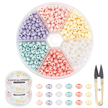SUPERFINDINGS DIY Rubberized Faceted Rondelle Beads Bracelet Making Kit, Including Acrylic Beads, Elastic Thread, Scissors, Mixed Color, Beads: 540Pcs/set
