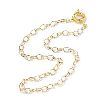 6mm Brass Cable Chains Necklace for Men Women, Spring Ring Clasps Necklace, Real 18k Gold Plated, 16.14 inch(41cm)