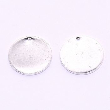 Brass Pendants, Stamping Blank Tag, Flat Round, Silver, 17x1mm, Hole: 1mm