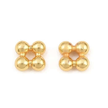 Brass Beads, Square with Ball, Rack Plating, Long-Lasting Plated, Lead Free & Cadmium Free, Golden, 5x5x2mm, Hole: 1.2mm