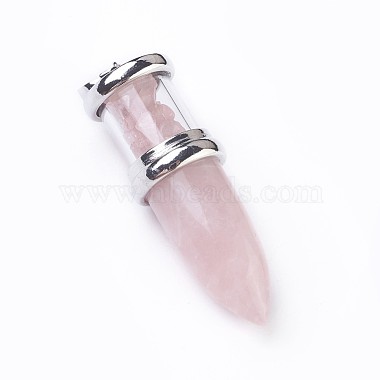 Platinum Pink Bullet Rose Quartz Big Pendants
