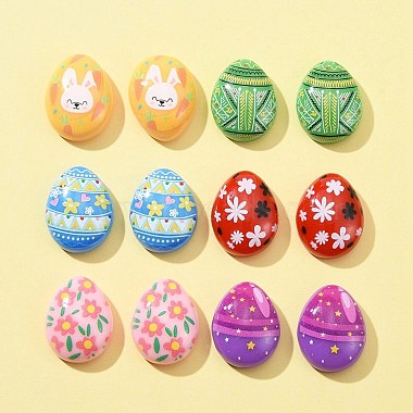 12Pcs 6 Colors Easter Cartoon Opaque Resin Cabochons(RESI-FS0001-56)-7