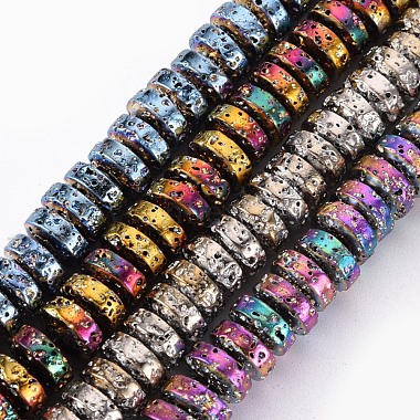 Mixed Color Disc Lava Rock Beads