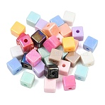 Plating Opaque Acrylic Beads, Cube, AB Color Plated, Mixed Color, 8x8x8mm, Hole: 2mm, 961pcs/500g(OACR-D042-03)