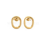 Ion Plating(IP) 304 Stainless Steel Hollow Oval Stud Earrings for Woman, Real 14K Gold Plated, 15x12mm, Pin: 0.7mm(X-EJEW-N097-004LG)