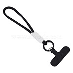 1Pc Polyester Mobile Straps, with Alloy Clasps, 1Pc Cloth Mobile Phone Lanyard Patch, Black, 145mm(MOBA-TA0001-04)