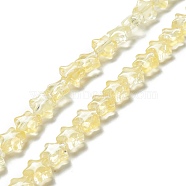 Transparent Glass Beads Strand, Star, Yellow, 8~8.5x8~8.5x3.5~4mm, Hole: 1mm, about 50pcs/strand, 14.25~15.35 inch(36.2~39cm)(GLAA-F112-02D)