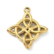 304 Stainless Steel Pendants, Witch Knot Charm, Golden, 34.5x30.5x5mm, Hole: 2.6mm(STAS-Q320-03B)