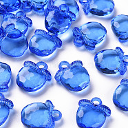 Transparent Acrylic Pendants, Faceted, Apple, Blue, 20x17x5~6mm, Hole: 3mm, about 480pcs/500g(TACR-S154-28B-86)