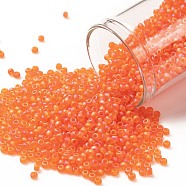 TOHO Round Seed Beads, Japanese Seed Beads, (174BF) Transparent AB Frost Hyacinth, 11/0, 2.2mm, Hole: 0.8mm, about 5555pcs/50g(SEED-XTR11-0174BF)