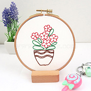 DIY Embroidery Starter Kits, including Embroidery Fabric & Thread, Needle, Embroidery Hoops, Instruction Sheet, Flower, 184x184mm(DIY-P077-108)