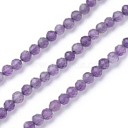 Natural Amethyst Beads Strands, Faceted, Round, 2~2.5mm, Hole: 0.5mm, about 180~200pcs/strand, 14.5~16.1 inch(37~41cm)(X-G-F619-12-2mm)