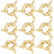 10Pcs Rack Plating Brass Spring Clasps, Real 18K Gold Plated, 13x5mm, Hole: 2mm(KK-BBC0005-67G)