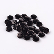 2-Hole Flat Round Resin Sewing Buttons for Costume Design, Black, 9x2mm, Hole: 1mm(BUTT-E119-14L-13)