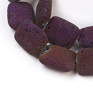 Electroplated Natural Lava Rock Bead Strands, Rectangle, Purple Plated, 20x15x6.5mm, Hole: 1mm, about 19pcs/strand, 14.6 inch(37cm)(G-E497-I-03)