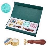 DIY Scrapbook, Brass Wax Seal Stamp, Wood Handle and Wax Sets, Mixed Color, Box: 112x250x35mm(DIY-WH0203-19A)