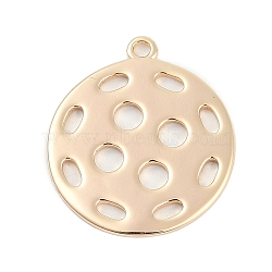 Brass Pendants, Round Charms, Real 18K Gold Plated, 22.5x20x1.5mm, Hole: 1.6mm(KK-Q026-26G)