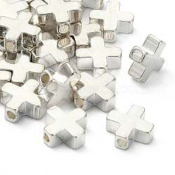 Brass Beads, Cross, Silver Color Plated, 8x3mm, Hole: 1.8mm(X-PJ-TAC0001-31B-S)
