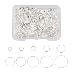 52Pcs 10 Style Brass Linking Rings, Long-Lasting Plated, Round Ring, 925 Sterling Silver Plated, 8~40x1mm, Inner Diameter: 6~38mm(KK-YS0001-07)