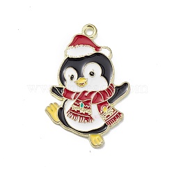 Alloy Christmas Style Pendants, Penguin, White, 32.5x22x1.3mm, Hole: 1.8mm(PALLOY-O108-01LG-04)