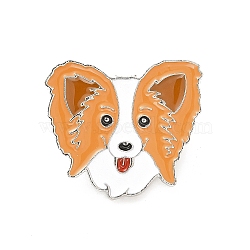 Dog Enamel Pin with Brass Butterfly Clutches, Alloy Badge for Backpack Clothing, Papillon, 24x27.5x10mm, Pin: 1.1mm(JEWB-A006-03B)