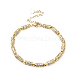 Clear Cubic Zirconia Column Link Chain Bracelet, Rack Plating Brass Jewelry for Women, Cadmium Free & Lead Free, Real 18K Gold Plated, 6-7/8 inch(17.5cm)(BJEW-E073-01G)
