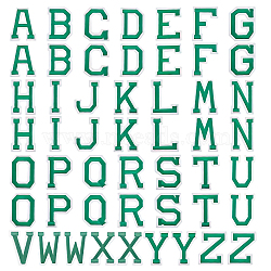 2 Sets Computerized Embroidery Cloth Iron On Patches, Costume Accessories, Appliques, Alphabet, Letter A~Z, Green, 47.5~51x15~39.5x1.5mm, 26pcs/set(DIY-GF0006-01)