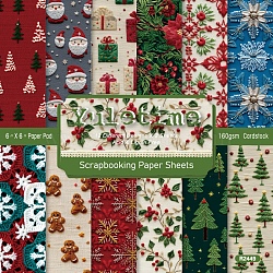 24Pcs 12 Styles Christmas Scrapbook Paper Pads, for DIY Album Scrapbook, Background Paper, Diary Decoration, Mixed Color, 152x152mm, 2pcs/style(PW-WGE5C2E-01)