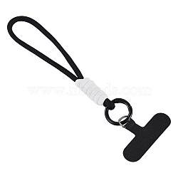 1Pc Polyester Mobile Straps, with Alloy Clasps, 1Pc Cloth Mobile Phone Lanyard Patch, Black, 145mm(MOBA-TA0001-04)