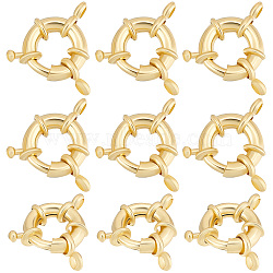 10Pcs Rack Plating Brass Spring Clasps, Real 18K Gold Plated, 13x5mm, Hole: 2mm(KK-BBC0005-67G)