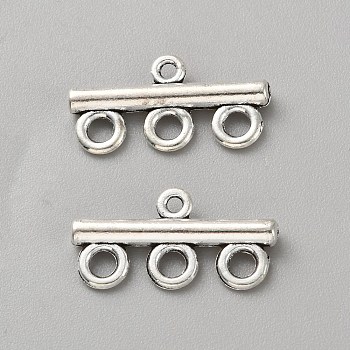 100Pcs Tibetan Style Alloy Chandelier Component Links, with Loops, Rectangle, Antique Silver, 11x21.5x3mm, Hole: 1.6mm and 2.5mm
