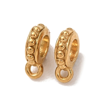 304 Stainless Steel Tube Bails, Round, Ion Plating(IP), Real 18K Gold Plated, 8x6x2.5mm, Hole: 0.8mm, Inner Diameter: 3mm