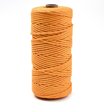 Cotton String Threads, Macrame Cord, Decorative String Threads, for DIY Crafts, Gift Wrapping and Jewelry Making, Orange, 3mm, about 109.36 Yards(100m)/Roll.