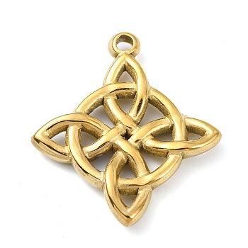 304 Stainless Steel Pendants, Witch Knot Charm, Golden, 34.5x30.5x5mm, Hole: 2.6mm